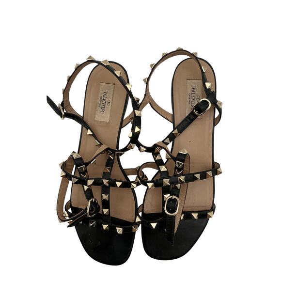 Valentino Rockstud Accents Leather Gladiator Sandals - Size 9.5 - Picture 3 of 6
